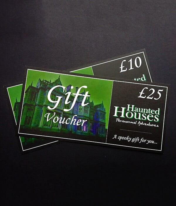 Haunted Houses gift vouchers. Ghost Hunt Gift Voucher Experience Vouchers What do you get for those "hard-to-buy for" people in your life? A Haunted Houses ghost hunt is a perfect choice. Gift Certificates are the perfect gift for anyone who enjoys a ghost hunt. With our gift vouchers we take out the guesswork, allowing your loved one to choose the right event for them.